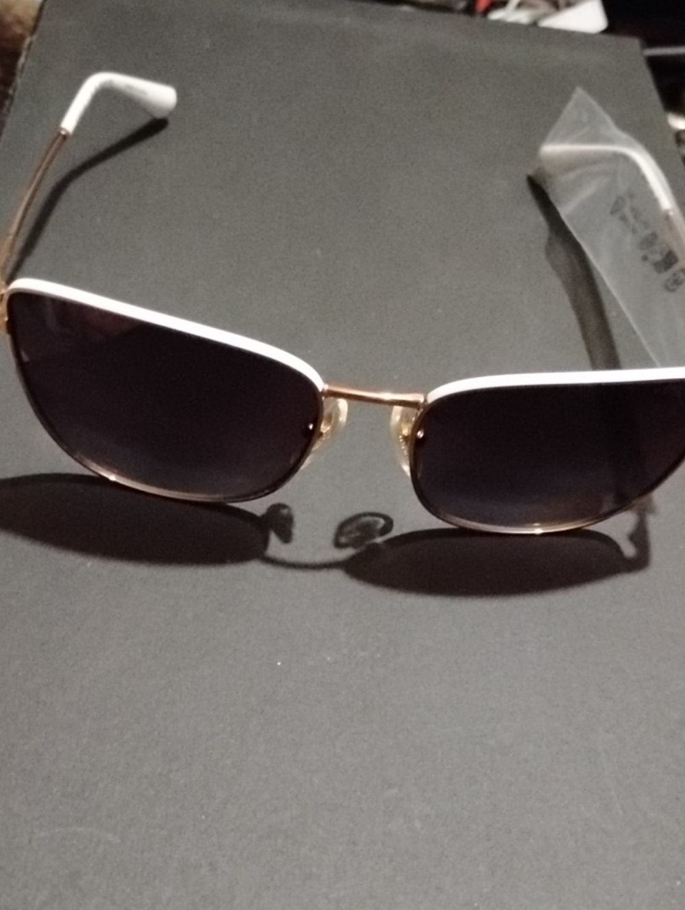 Women’s White-Trim Gold Frame Sunglasses